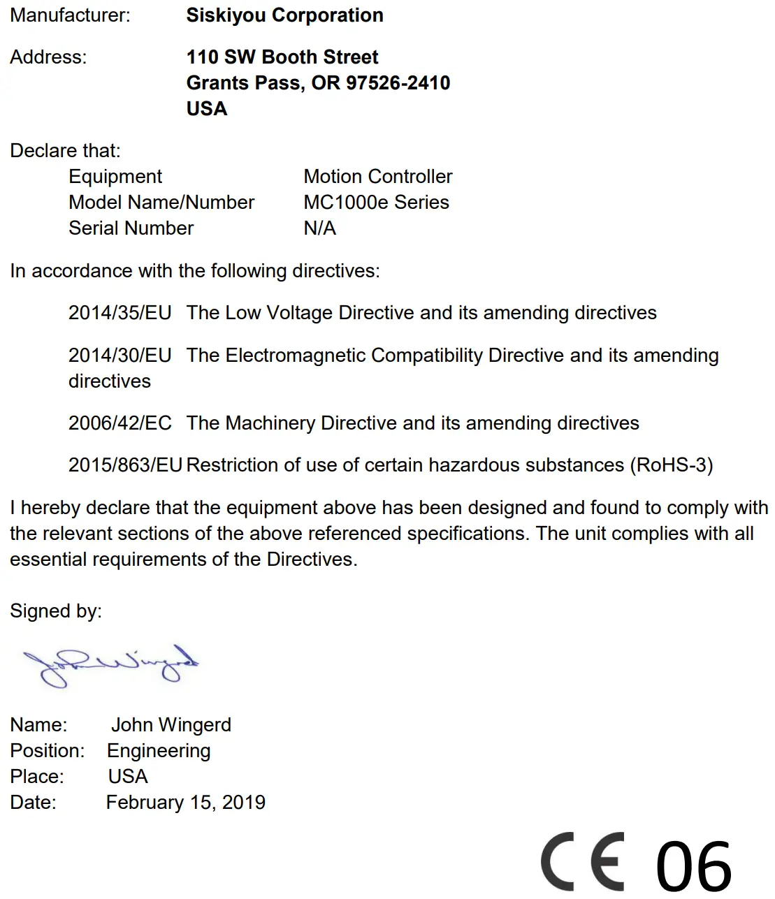 EU Declaration of Conformity