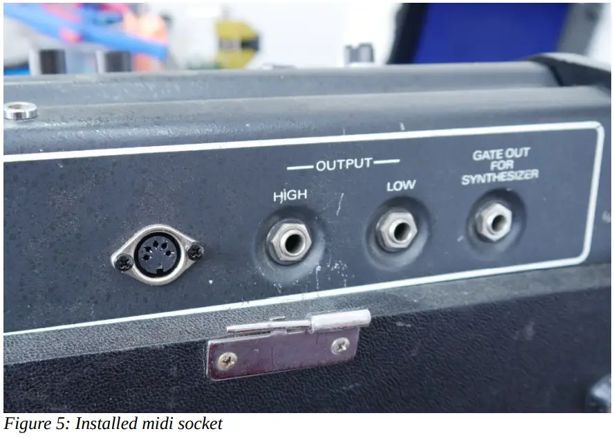 OrganDonor Roland RS 202 String Synthesizer - Installed midi socket