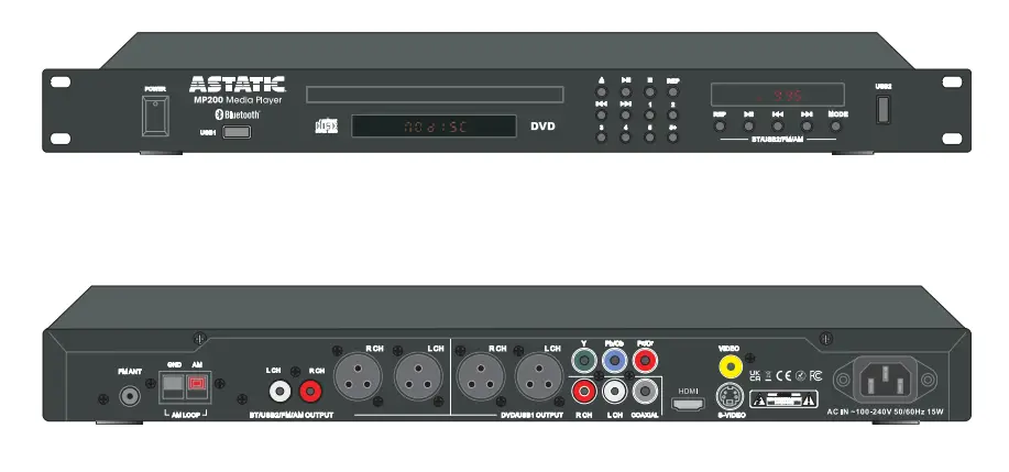 ASTATIC MP200 Multifunction Audio-Video Media Player -