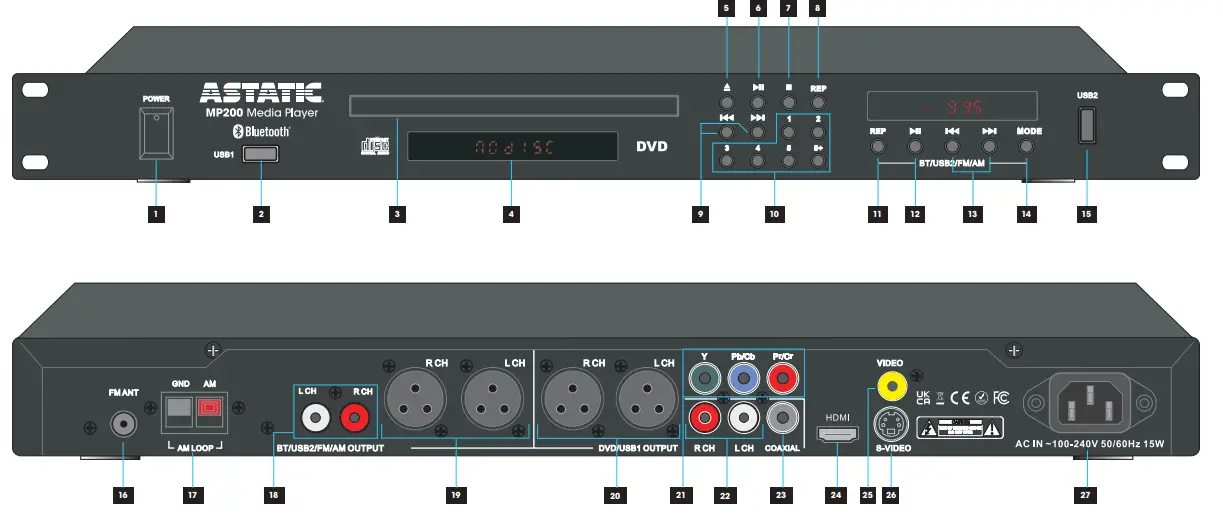 ASTATIC MP200 Multifunction Audio-Video Media Player - Fig1