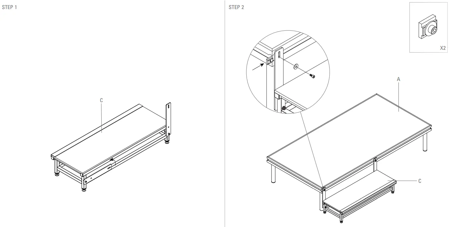 G4M 2MX1M Pro Stage Platform - Attaching Steps
