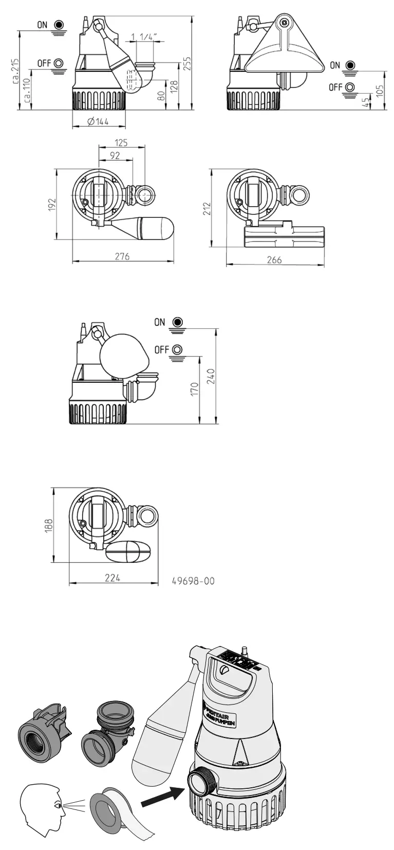 PENTAIR KS JP50000 Dirt Water Pump Basement Drainage Pump - Parts 1