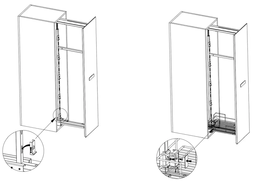 EXCEL E005S Tall Unit With 5 Basket W Soft Closing Slides - basket