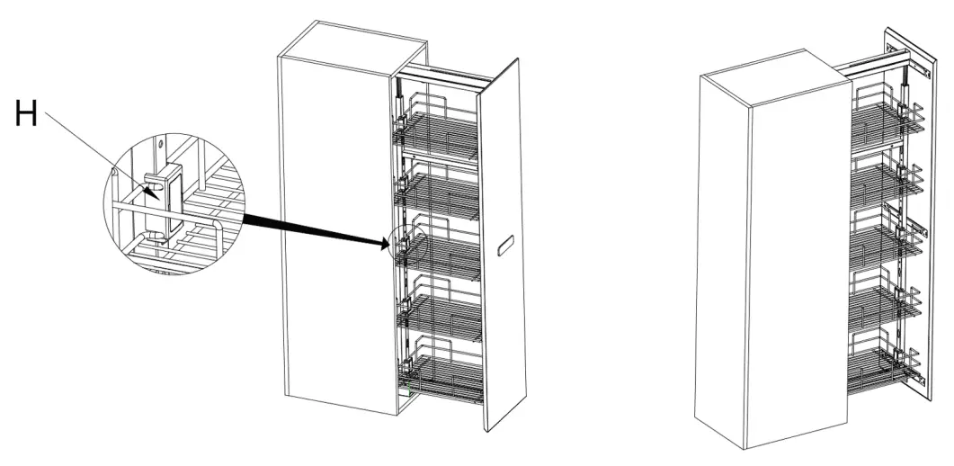 EXCEL E005S Tall Unit With 5 Basket W Soft Closing Slides - basket1