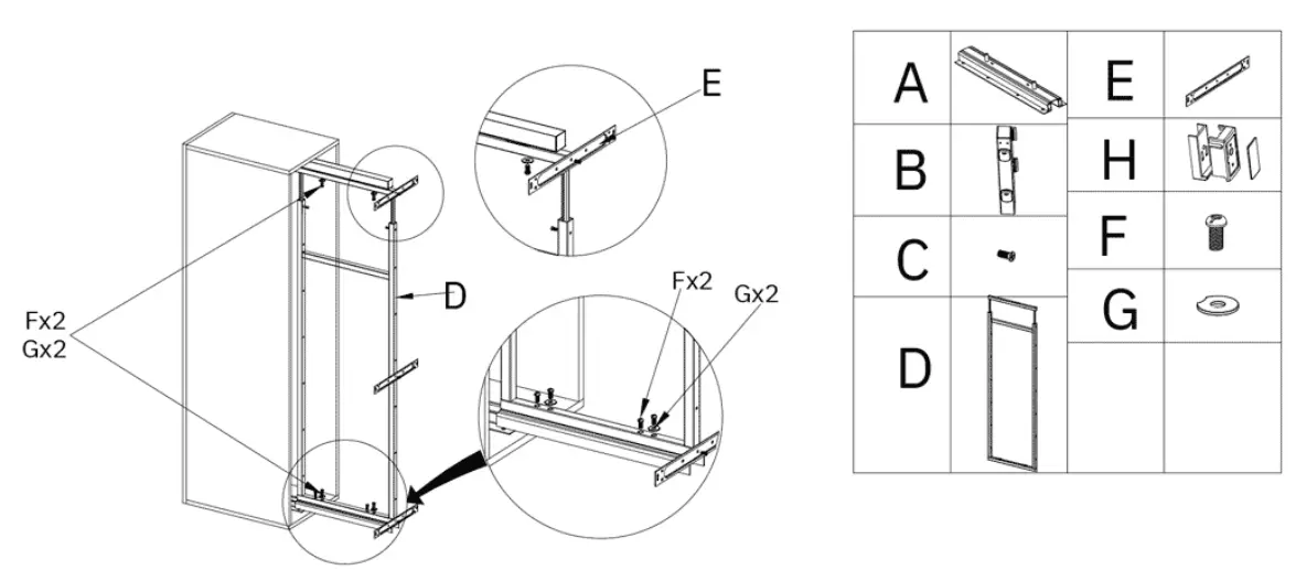 EXCEL E005S Tall Unit With 5 Basket W Soft Closing Slides - frame