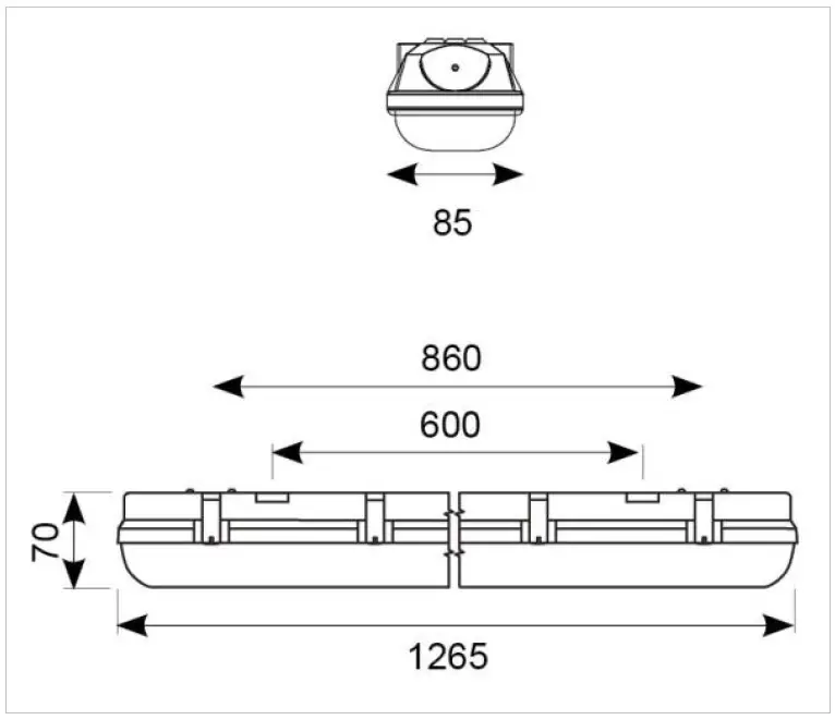 Ansell ATORPLED4 Tornado IP65 20W 2300lm 4000K 1265mm Non-Corrosive LED Batten-fig-1