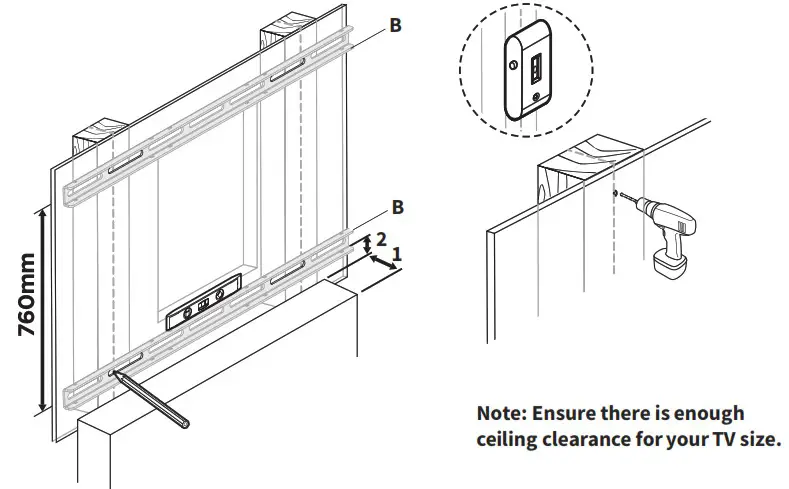 VIVO MOUNT M MM070R Mechanical Spring Recessed Fireplace TV Mount - ASSEMBLY STEPS 2