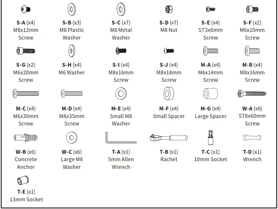 VIVO MOUNT M MM070R Mechanical Spring Recessed Fireplace TV Mount - PACKAGE CONTENTS 2