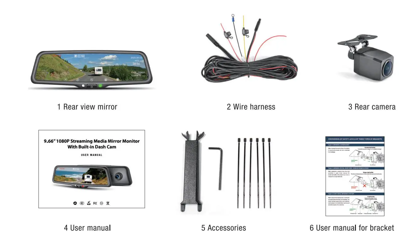 GERMiD-YVL-096A-M39S-9.66-Inch-1080P-Streaming-Media-Mirror-Monitor-with Built-In-Dash-Cam-1
