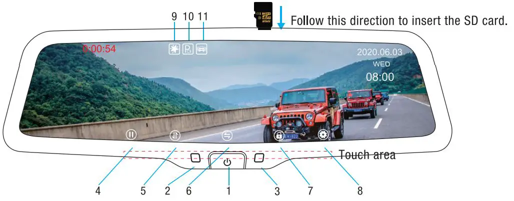 GERMiD-YVL-096A-M39S-9.66-Inch-1080P-Streaming-Media-Mirror-Monitor-with Built-In-Dash-Cam-2