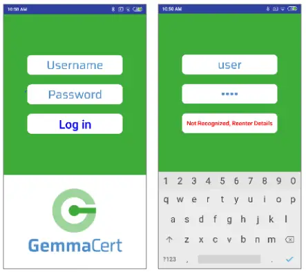 GemmaCert Professional Cannabis Analyzer - Logging into the GC-App