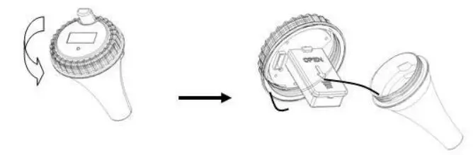 Metoluar WT0124 Professional Wireless Pool Thermometer - Twist off the cover of the transmitter