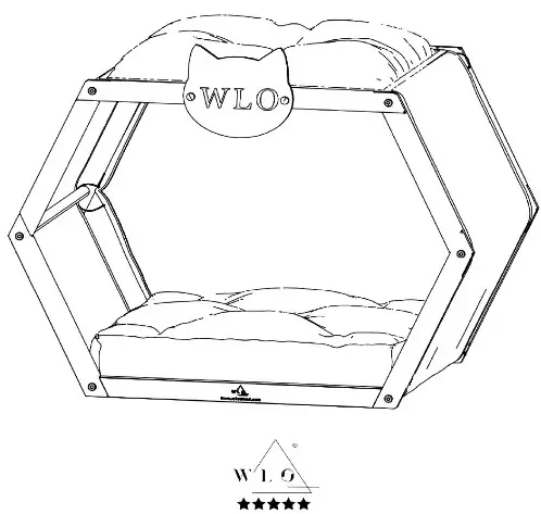 WLO Wood Hexxon Solid Bed Cat House - Congrats