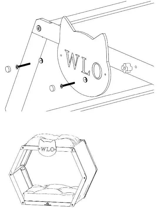 WLO Wood Hexxon Solid Bed Cat House - Fig6