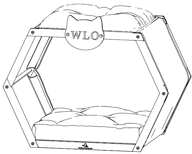 WLO Wood Hexxon Solid Bed Cat House