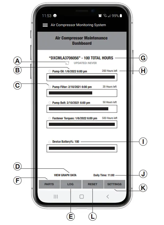 DEWALT DXCMV5048055A Electric Air Compressor - Dashboard