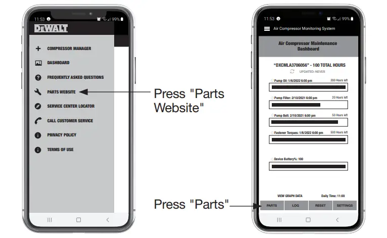 DEWALT DXCMV5048055A Electric Air Compressor - Parts 2