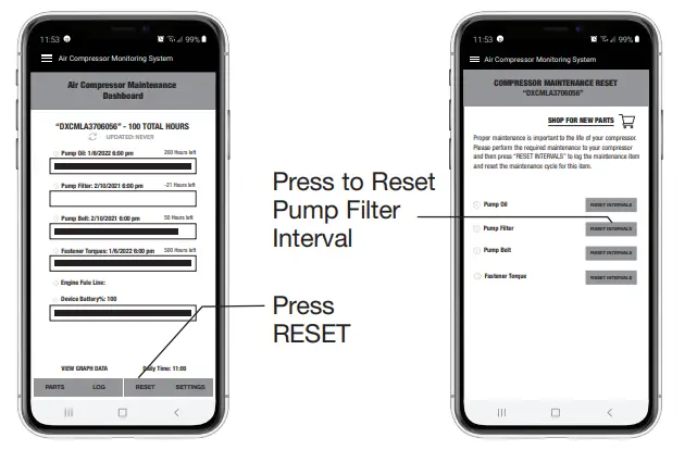 DEWALT DXCMV5048055A Electric Air Compressor - RESET