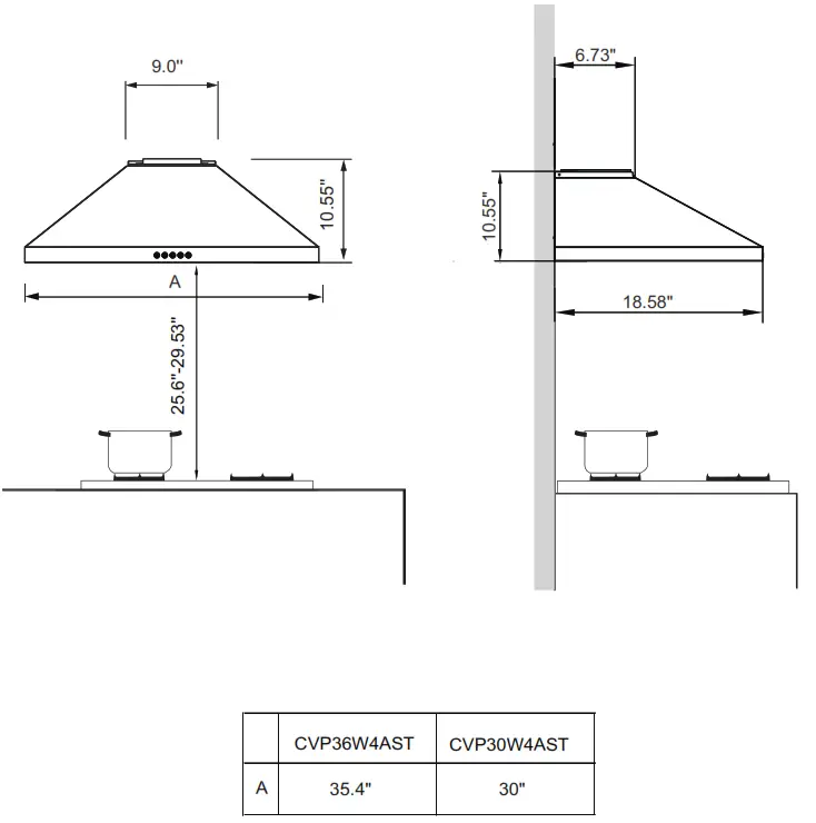 comfee CVP36W4AST Convertible Pyramid Range Hood - Documentationd
