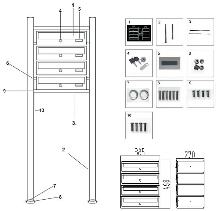 XPOtool-60003-60005-4-Door-Mailbox-System-FIG-1