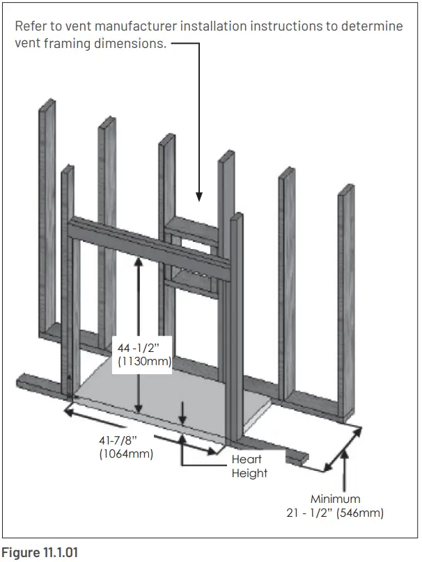 AMBIANCE Intrigue 42 Fireplaces - framing dimensions