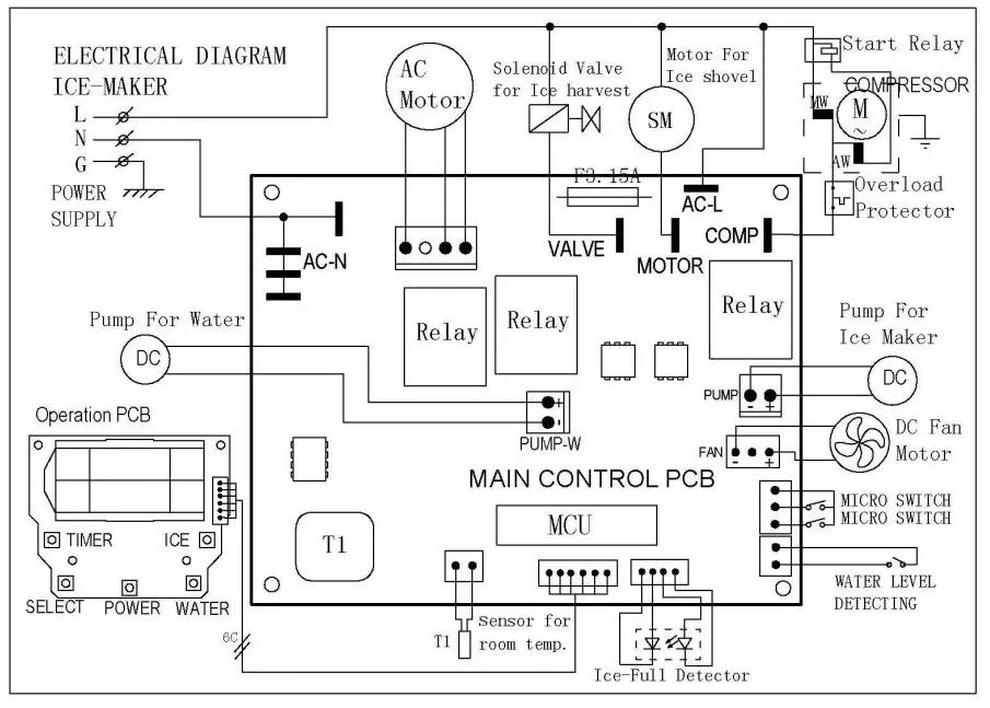Flynama W129552184-E Portable Metal Countertop Ice Maker - CIRCUIT DIAGRAM