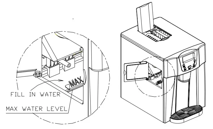 Flynama W129552184-E Portable Metal Countertop Ice Maker - water reservoir