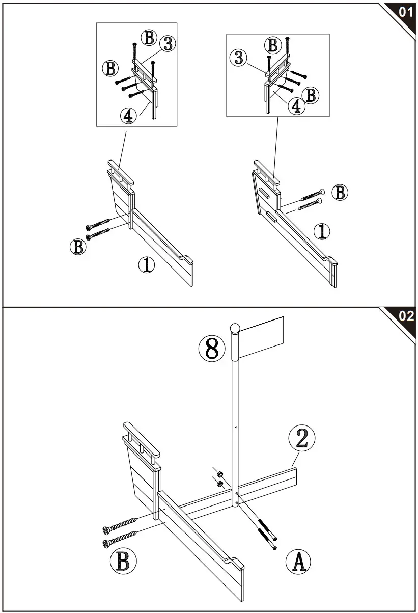 Outsunny 343 022V01 Kids Wooden Pirate Ship Sandbox - PART LIST 2