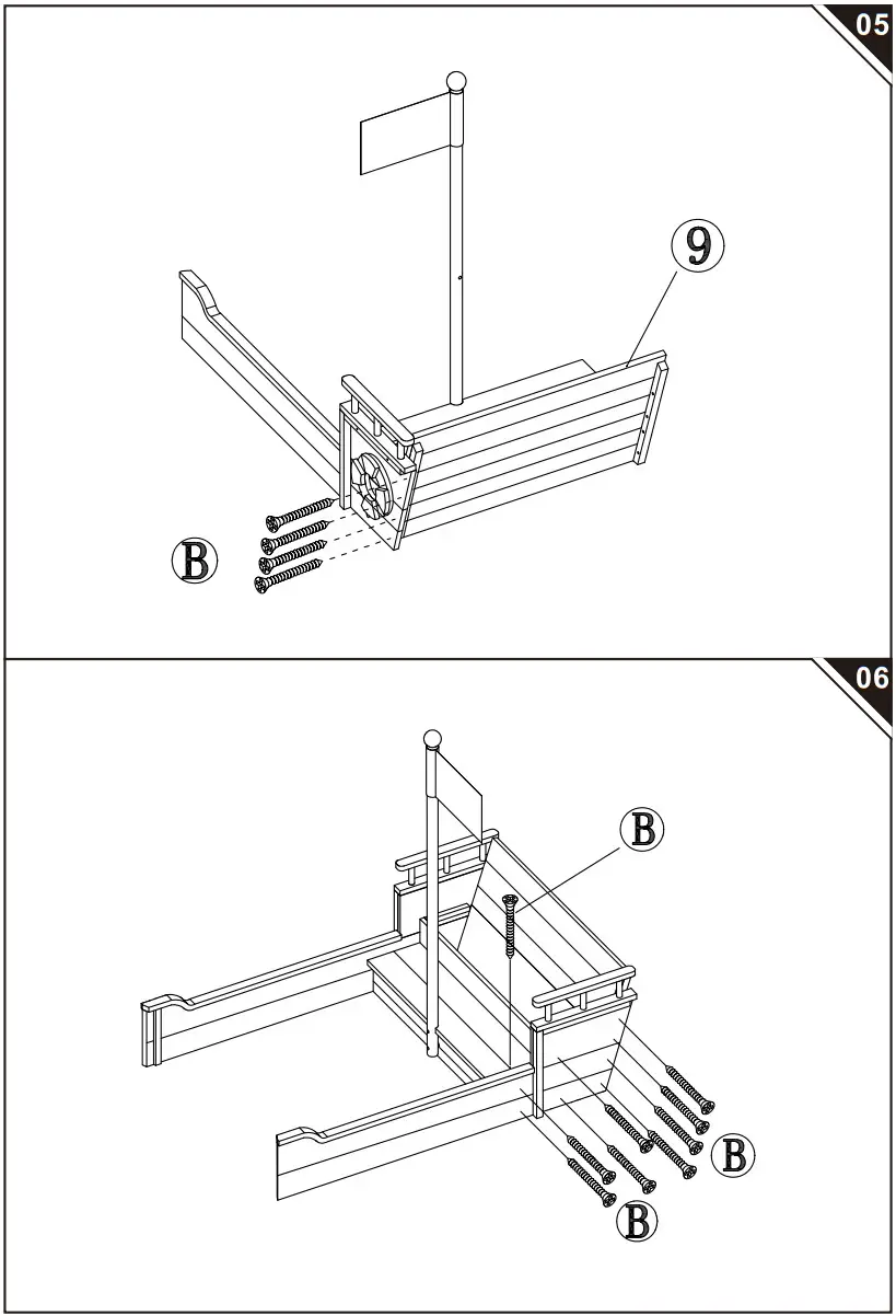 Outsunny 343 022V01 Kids Wooden Pirate Ship Sandbox - PART LIST 4