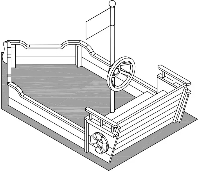 Outsunny 343 022V01 Kids Wooden Pirate Ship Sandbox