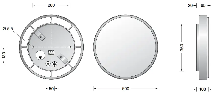 BEGA 89 760.2 Ceiling and Wall Luminaire - Dimension