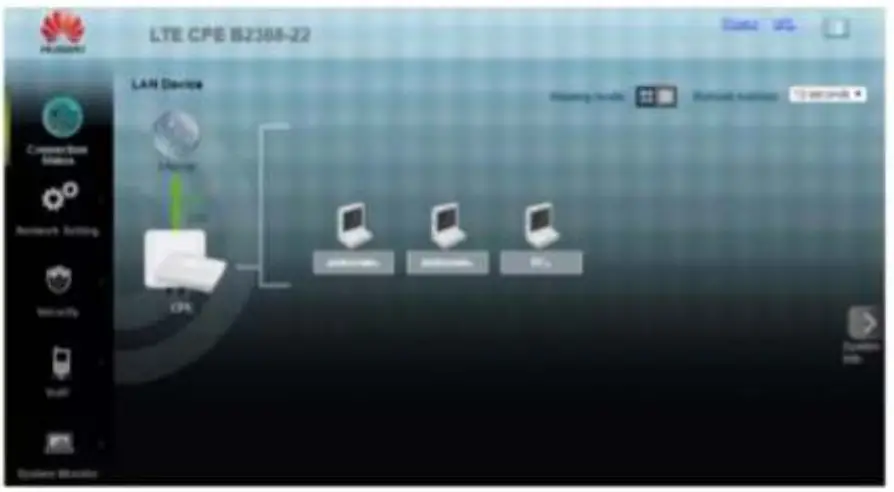 HUAWEI Outdoor CPE B2368 CAT12 LTE Router with Antenna - Status screen