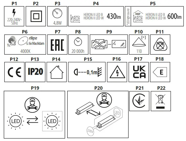 Kanlux HERON II LED Wall Lamps
