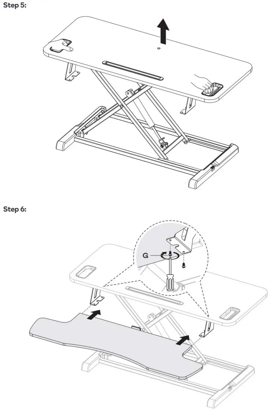 ERGOLUX ELDSKRPLLBA Pro Height Adjustable Sit Stand Desk Riser - ASSEMBLY 3