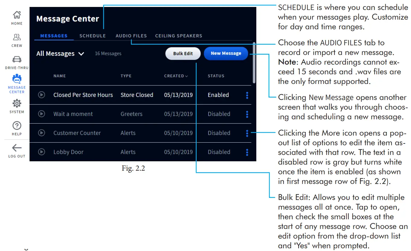 HME Electronics NEXEO HDX Crew Communication Platform - MESSAGE CENTER