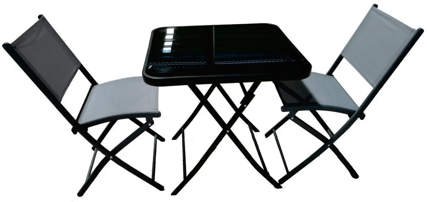 Outsunny 84B-698 Outdoor Folding Dining Set with Glass Table