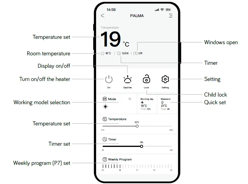 Heallux EHC11B-10RFW 1000W Palma Ceramic Panel Heater with Heating Film 22