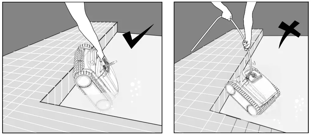 Remove the pool cleaner from the water