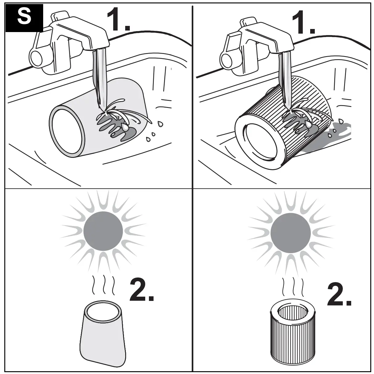 Clean the foam filter / cartridge filter