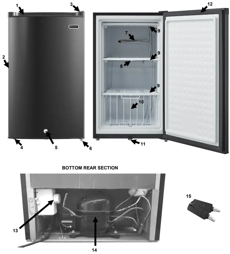 Whynter CUF 301SS Energy Star Upright Freezer with Lock - Parts and Accessories