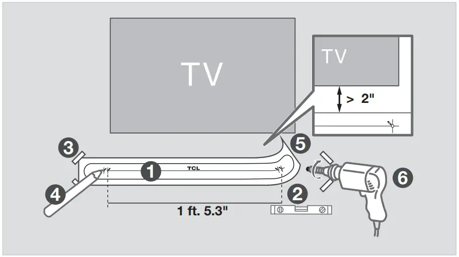TCL S210W 2 1 Channel Sound Bar with Dolby Audio - Wall mount