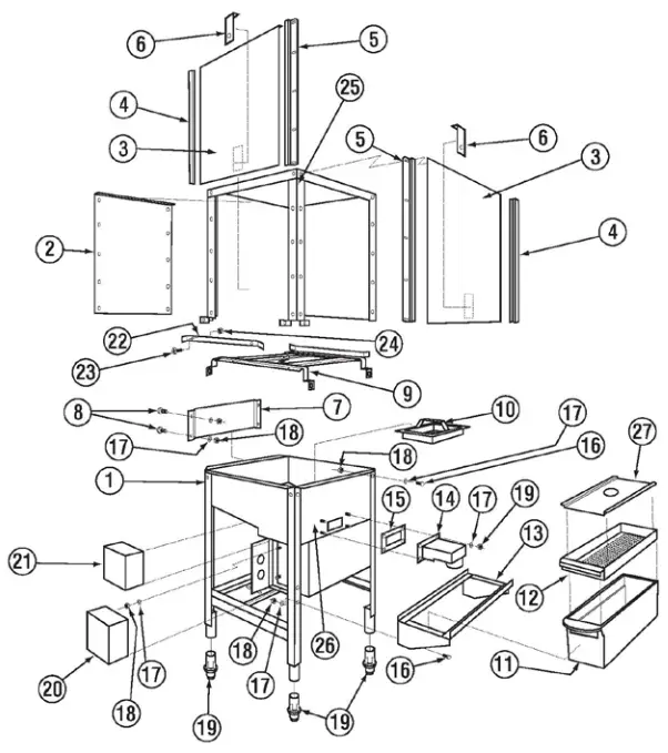CMA DISHMACHINES CMA 180 Single Rack High Temperature - Corner Frame Assembly