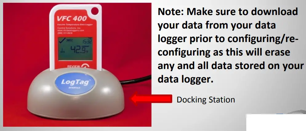 CONTROL SOLUTIONS VFC400 Vaccine Temperature Data Logger - data configuring