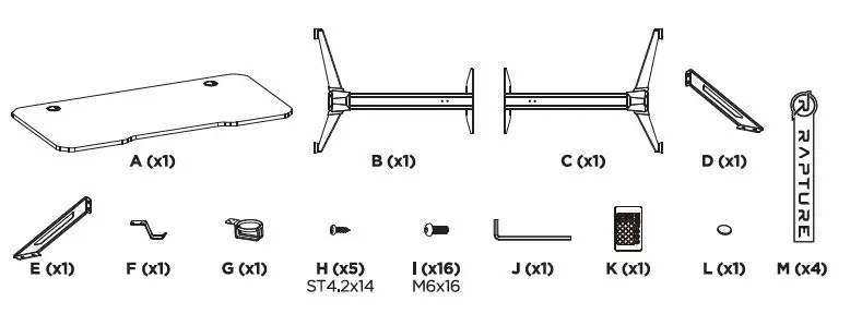 RAPTURE RPT-GDTCL200B Gaming Desk TEMPLE 200 User Manual-fig-1