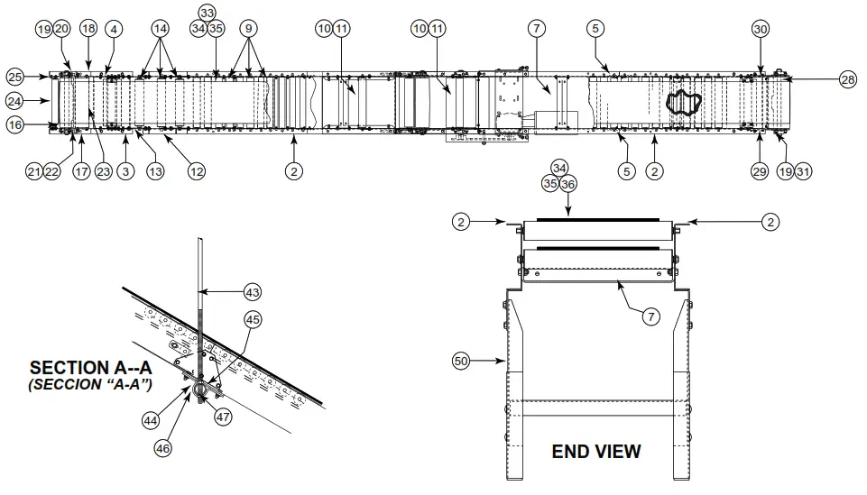 HYTROL RB Roller Bed Belt Conveyor - Parts Drawing