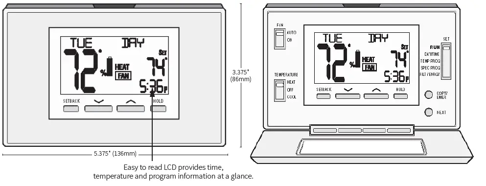 LUXPRO-P722U-PROGRAMMABLE-THERMOSTAT-Product-Specifications-fig-1