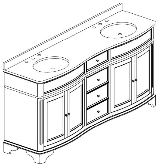 HOME DECORATORS COLLECTION TJ-TNV7220WH Terryn 72 Inch Vanity