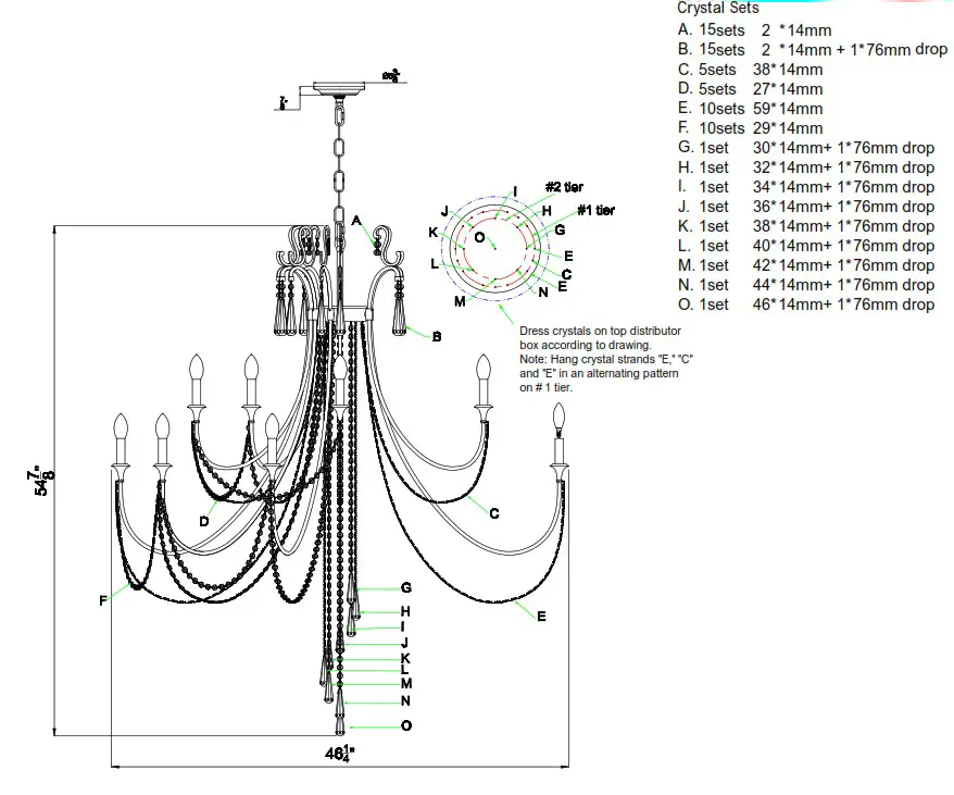 CRYSTORAMA ARC-1919-GA-CL-MWP Arcadia 15 Light Chandelier - fig