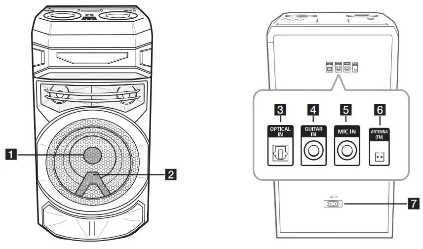 LG XBOOM 8 Wireless Portable Speaker - Front panel - Rear panel