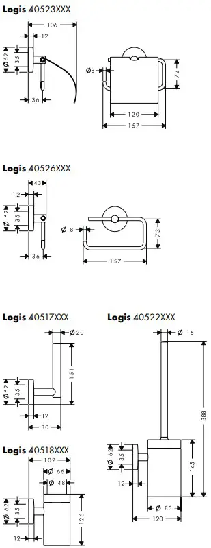 hansgrohe LOGIS E S Soap Dish, Glass, Chrome Holders - fig 1